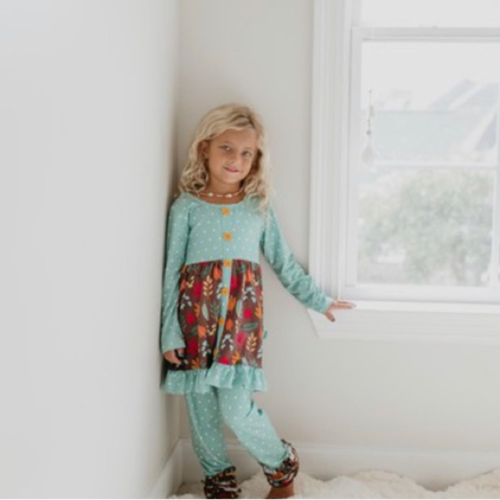 NWT Teal/brown pocket  pant set